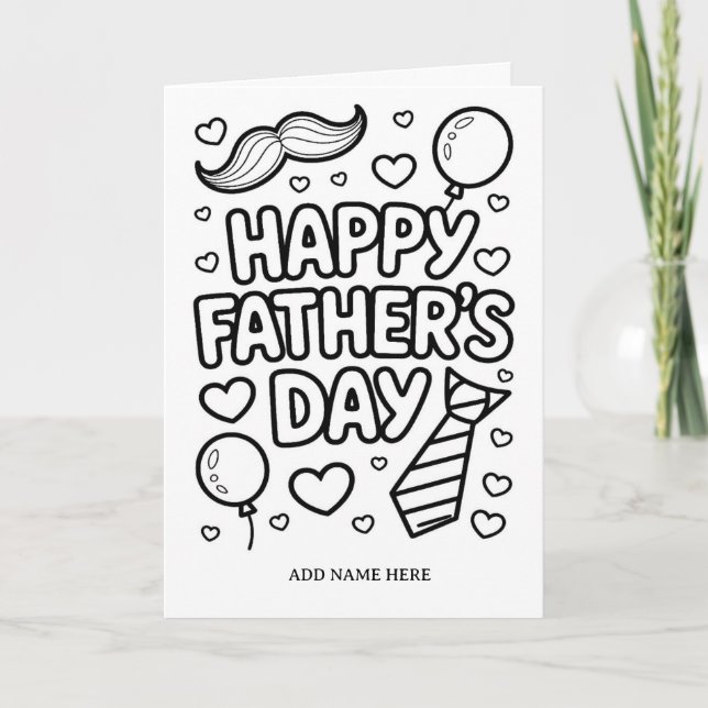 DIY colouring folded fathers day card (Front)