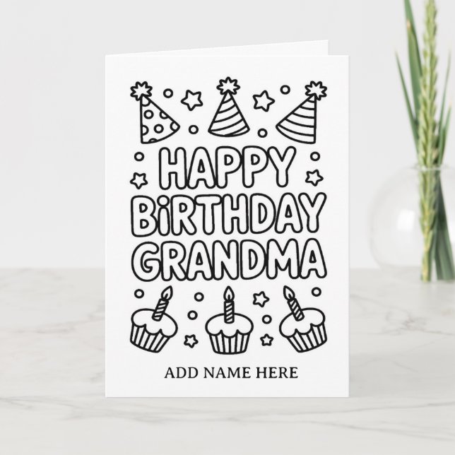 DIY colouring folded grandma birthday card (Front)