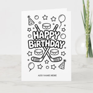 DIY colouring folded ice hockey birthday card
