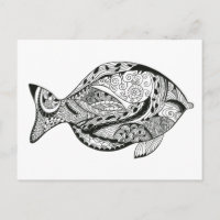 DIY colouring in fish line-art design