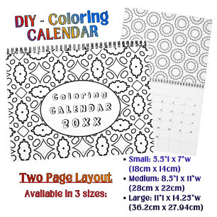 DIY Colouring Pattern custom Outline Art Calendar