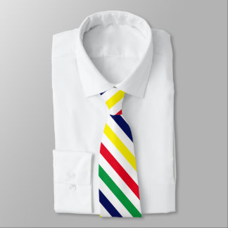 DIY Colours 4 Diag Stripe Red Blue Yellow Green Wh Tie