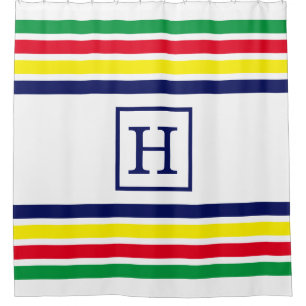 DIY Colours 4 Stripe Red Blue Yellow Green White M Shower Curtain