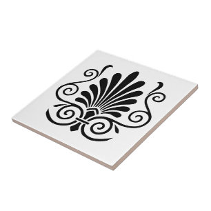 DIY Colours Art Deco Arabesque Plume Black on Whit Tile