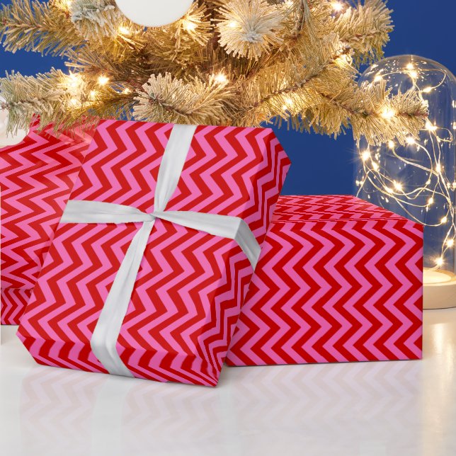 DIY Colours Chevron  Zigzag SV Red Hot Pink Wrapping Paper (Holidays)