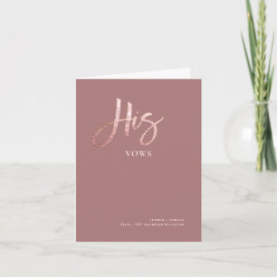 DIY Colours Chic Faux Rose Gold His Vows Card