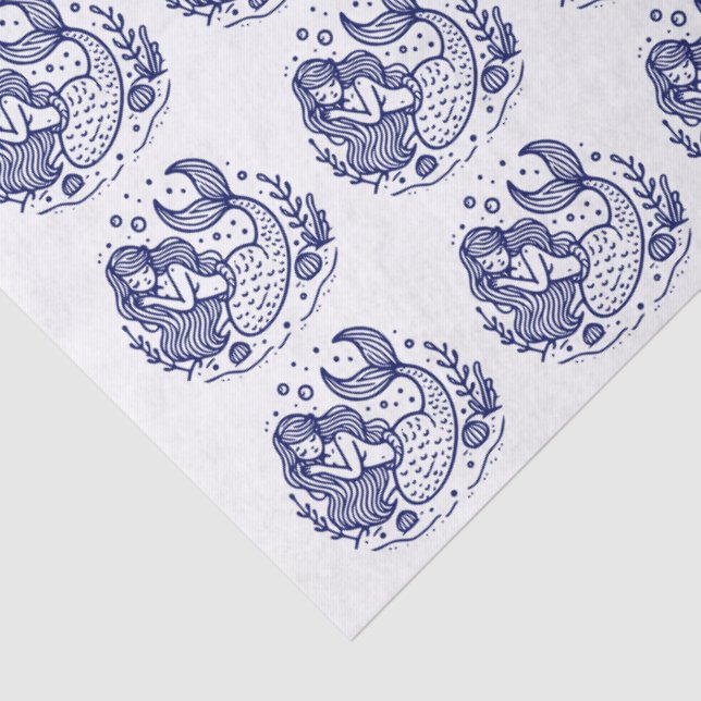 DIY Colours Cute Sleeping Mermaid Blue Tissue Paper (Detail)