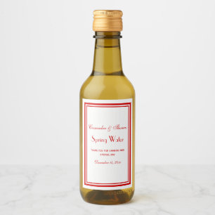 DIY Colours Elegant Red Framed Water Bottle Label