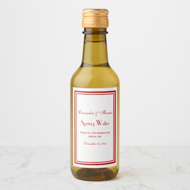 DIY Colours Elegant Red Framed Water Bottle Label (Front)