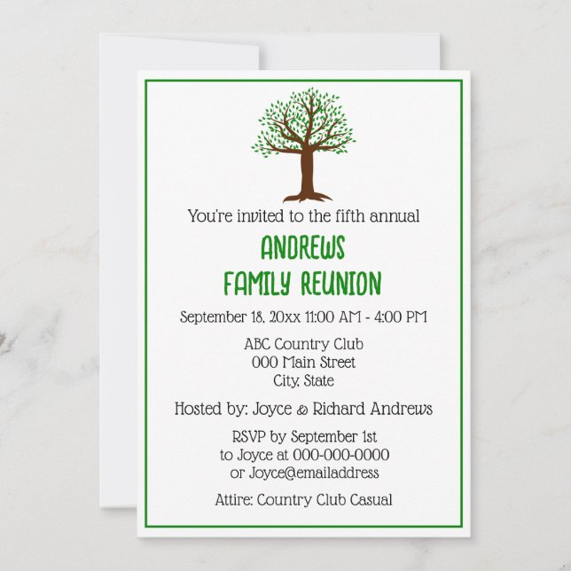 DIY Colours Family Tree Family Reunion Invitation (Front)