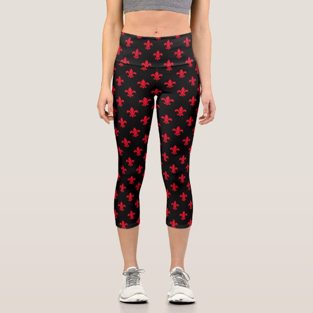 DIY Colours Fleur de Lis Fleur de Lys Capri Leggings (Front)