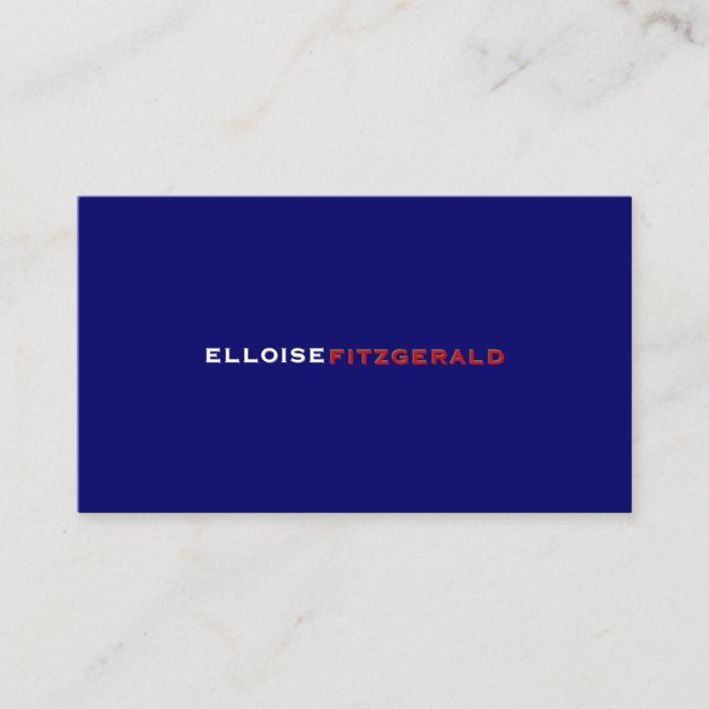 DIY colours+fonts business card/navy blue Business Card (Front)