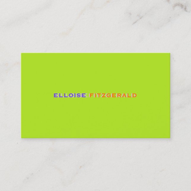 DIY colours+fonts business card/neon lime Business Card (Front)