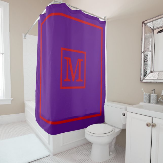 DIY Colours Framed LG Initial Monogram Purple Red Shower Curtain (In Situ)