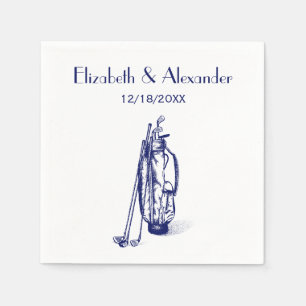 DIY Colours Golf Bag Golf Clubs Blue Couple Weddin Napkin