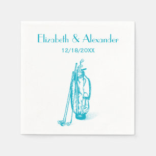 DIY Colours Golf Bag Golf Clubs Teal Couple Weddin Napkin