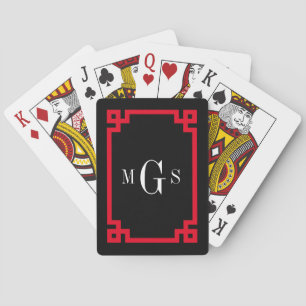 DIY Colours Greek Key #2 Frame Monogram Blk Red Playing Cards