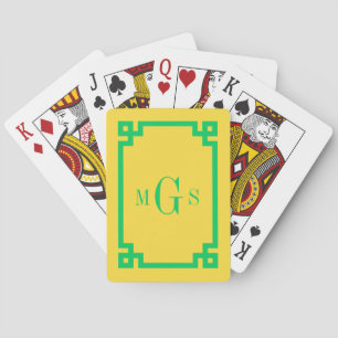 DIY Colours Greek Key #2 Frame Monogram Yello Gree Playing Cards