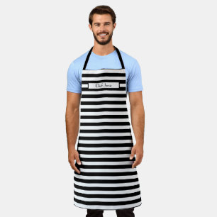 DIY Colours Horiz Stripe Black White Apron
