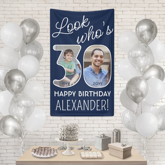 DIY Colours • Look Who's 30 Birthday Party 2 Photo Banner (Creator Uploaded)