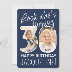 DIY Colours • Look Who's 30 Birthday Party 2 Photo Invitation