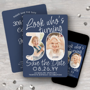 DIY Colours • Look Who's 30 Birthday Party 2 Photo Save The Date