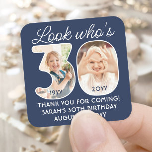 DIY Colours • Look Who's 30 Birthday Party 2 Photo Square Sticker