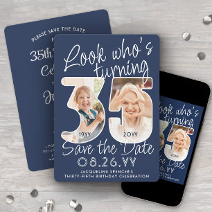 DIY Colours • Look Who's 35 Birthday Party 2 Photo Save The Date