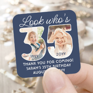 DIY Colours • Look Who's 35 Birthday Party 2 Photo Square Sticker