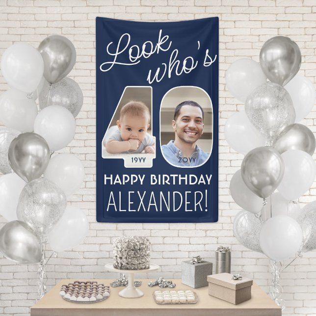 DIY Colours • Look Who's 40 Birthday Party 2 Photo Banner (Creator Uploaded)