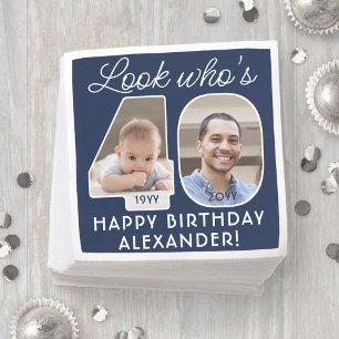 DIY Colours • Look Who's 40 Birthday Party 2 Photo Napkin