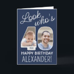 DIY Colours • Look Who's 40 Happy Birthday 2 Photo Card<br><div class="desc">Look who's 40! Create your own unique happy birthday wish for a family member or friend with a personalised name 40th birthday folded greeting card. The photos and wording on this template are simple to customise and all colours and fonts are easy to change with the Zazzle design tool. The...</div>