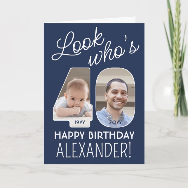 DIY Colours • Look Who's 40 Happy Birthday 2 Photo Card (Front)