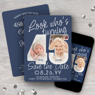 DIY Colours • Look Who's 45 Birthday Party 2 Photo Save The Date