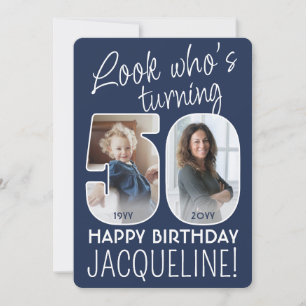 DIY Colours • Look Who's 50 Birthday Party 2 Photo Invitation