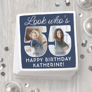 DIY Colours • Look Who's 55 Birthday Party 2 Photo Napkin