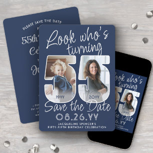 DIY Colours • Look Who's 55 Birthday Party 2 Photo Save The Date