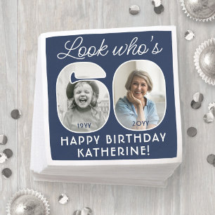 DIY Colours • Look Who's 60 Birthday Party 2 Photo Napkin
