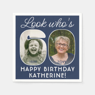 DIY Colours • Look Who's 60 Birthday Party 2 Photo Napkin