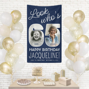 DIY Colours • Look Who's 65 Birthday Party 2 Photo Banner