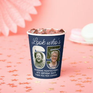 DIY Colours • Look Who's 65 Birthday Party 2 Photo Paper Cups