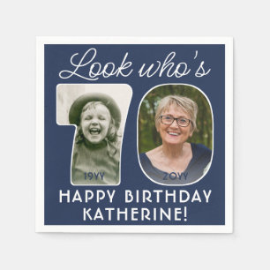DIY Colours • Look Who's 70 Birthday Party 2 Photo Napkin