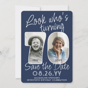 DIY Colours • Look Who's 70 Birthday Party 2 Photo Save The Date