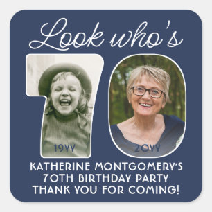 DIY Colours • Look Who's 70 Birthday Party 2 Photo Square Sticker
