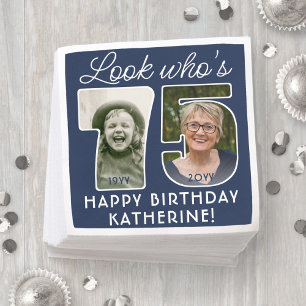 DIY Colours • Look Who's 75 Birthday Party 2 Photo Napkin