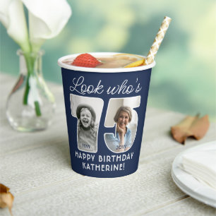 DIY Colours • Look Who's 75 Birthday Party 2 Photo Paper Cups
