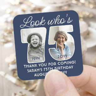 DIY Colours • Look Who's 75 Birthday Party 2 Photo Square Sticker
