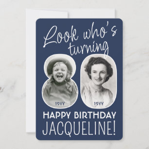 DIY Colours • Look Who's 80 Birthday Party 2 Photo Invitation