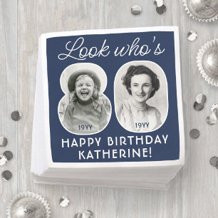 DIY Colours • Look Who's 80 Birthday Party 2 Photo Napkin