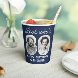 DIY Colours • Look Who's 80 Birthday Party 2 Photo Paper Cups